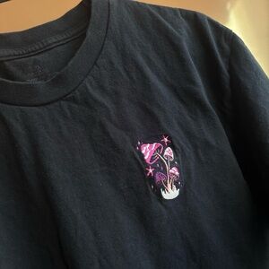 Gildan Black Crew Neck Tee with Mushroom Embroidery